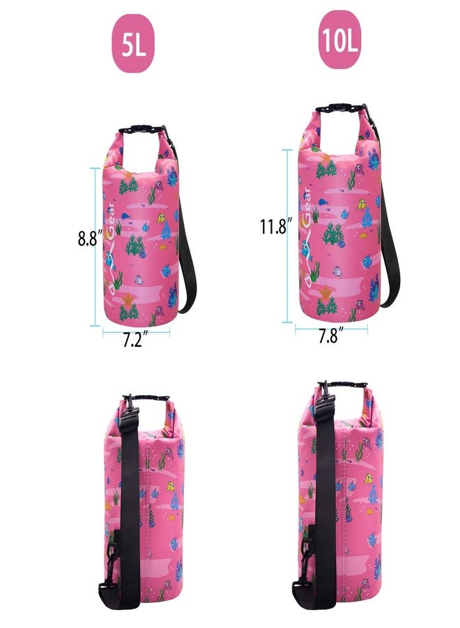 OMGear Waterproof Dry Bag Backpack Waterproof Phone Pouch 40L/30L/20L/10L/5L Floating Dry Sack for Kayaking Boating Sailing Canoeing Rafting Hiking Camping Outdoors Activities (Pink Fish, 5L) - Image 2