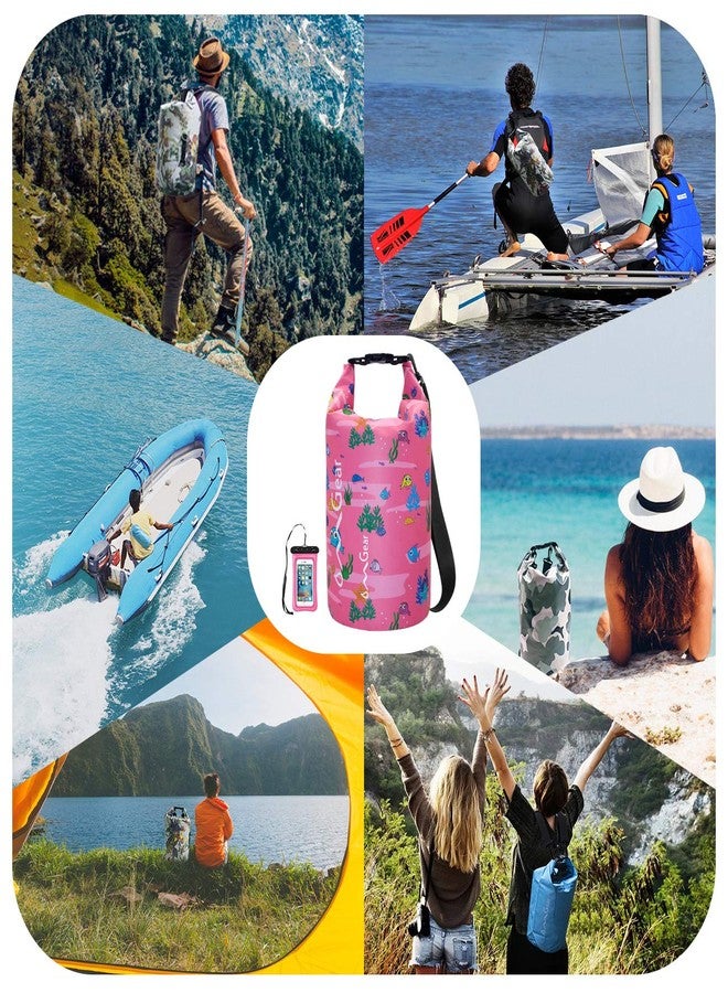 OMGear Waterproof Dry Bag Backpack Waterproof Phone Pouch 40L/30L/20L/10L/5L Floating Dry Sack for Kayaking Boating Sailing Canoeing Rafting Hiking Camping Outdoors Activities (Pink Fish, 5L) - Image 5