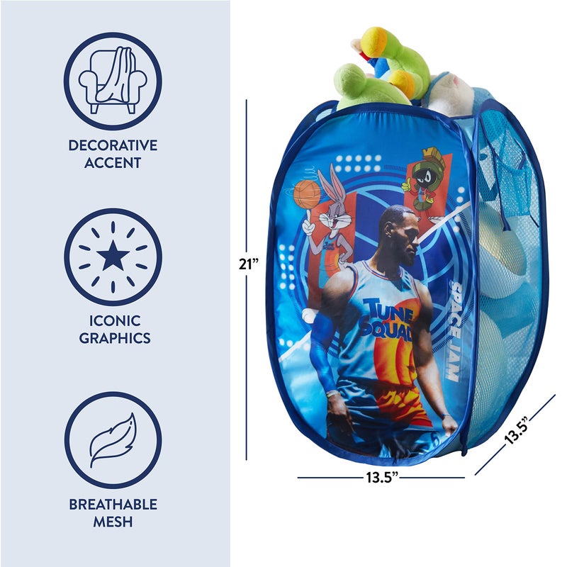 Idea Nuova SPACE JAM: A New Legacy Pop Up Laundry Storage Hamper with Handles, 21"H x 13"L x 13"W - Image 2