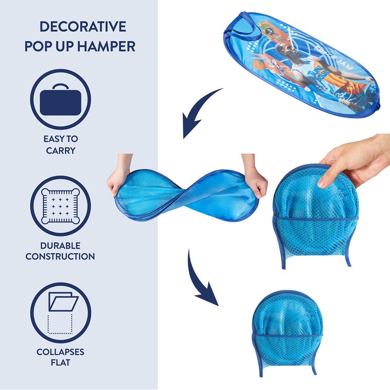 Idea Nuova SPACE JAM: A New Legacy Pop Up Laundry Storage Hamper with Handles, 21"H x 13"L x 13"W - Image 3