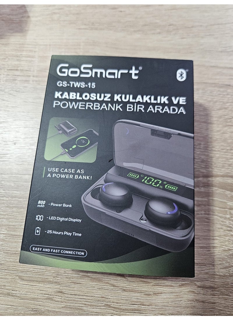 Go Smart Tws - Go Smart Wireless Earphones and Powerbank Gs-Tws-15 - Image 1