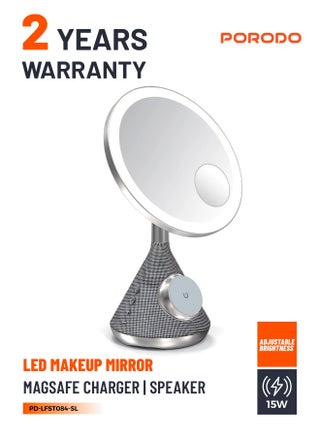 LED Makeup Mirror with Magsafe and Speaker / 30M Bluetooth Distance / 3 Color Temperatures / Magsafe Charger / Adjustable LED Light - Silver - pzsku/Z582E89A095C0F24BF205Z/45/1750066144/02767941-0ac6-4589-b39b-4927c31b9995