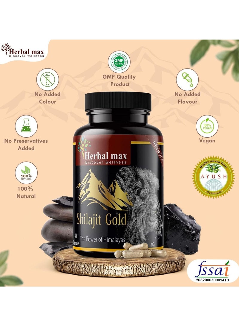 Herbal Max - Herbal max Shilajit/Shilajeet Gold Pure Extract 800 mg, Pack of 2 - Image 1