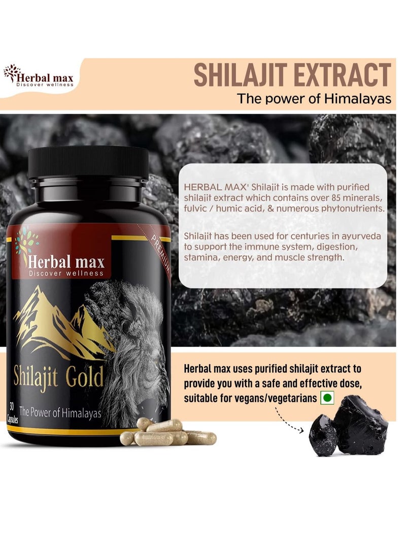 Herbal Max - Herbal max Shilajit/Shilajeet Gold Pure Extract 800 mg, Pack of 2 - Image 1