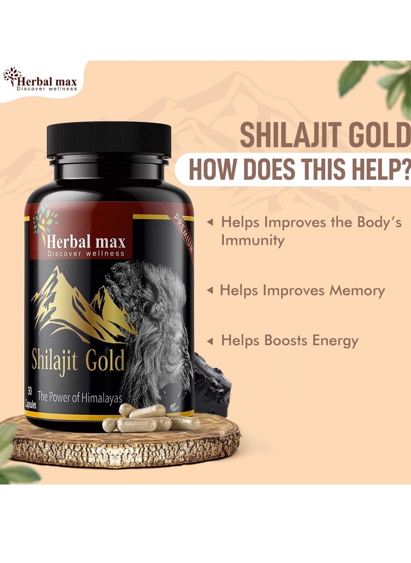 Herbal Max - Herbal max Shilajit/Shilajeet Gold Pure Extract 800 mg, Pack of 2 - Image 1