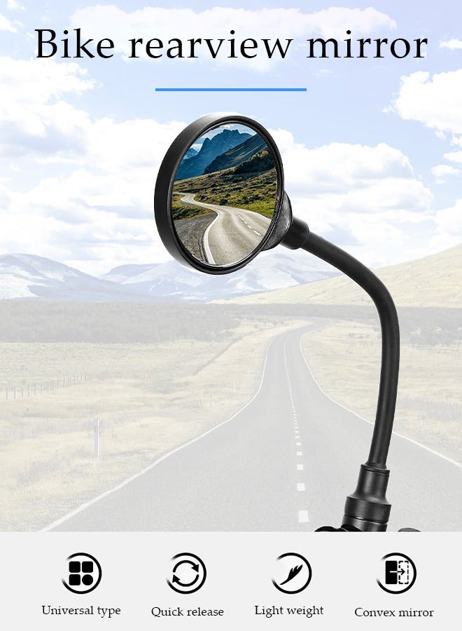 DUNISO 2 Pieces of Handlebar Bike Mirror, wide angle convex mirrors, riding side mirrors, 360 ° rotatable, suitable for most bicycles and electric scooters, 37.5 * 9cm, black - Image 3