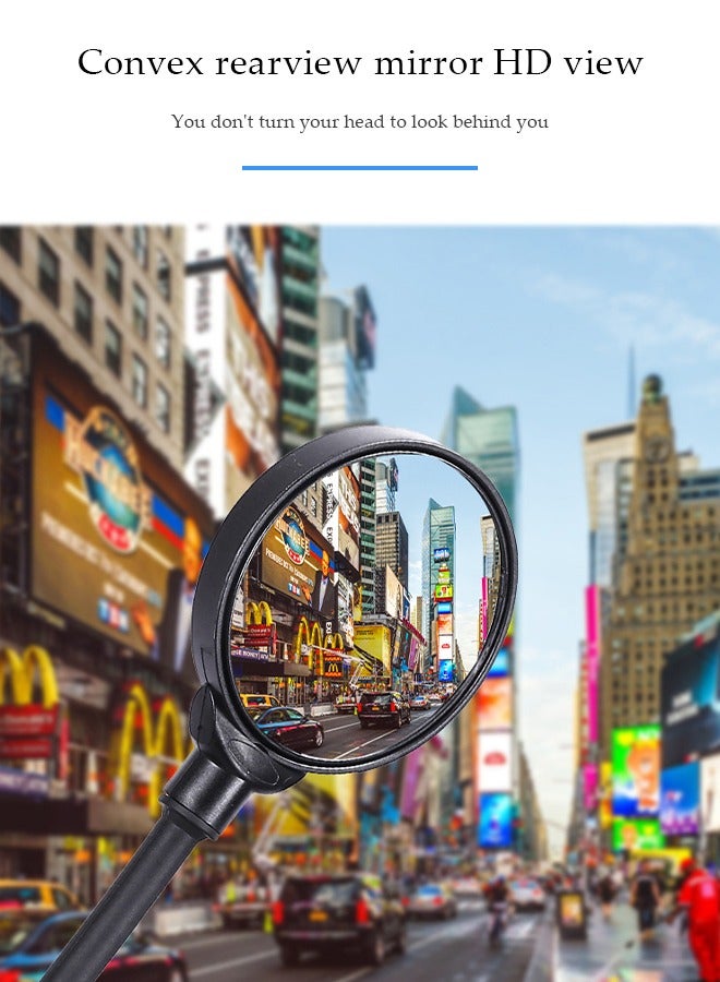 DUNISO 2 Pieces of Handlebar Bike Mirror, wide angle convex mirrors, riding side mirrors, 360 ° rotatable, suitable for most bicycles and electric scooters, 37.5 * 9cm, black - Image 4