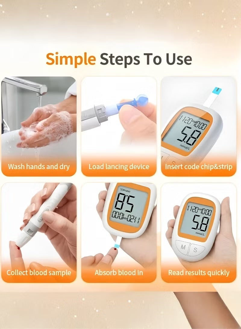 ELTRAZONE Portable Digital Blood Glucose Meter Kit with Lancing Device, LCD Display, Fast 5-Second Reading, 128 Test Memory - Image 4
