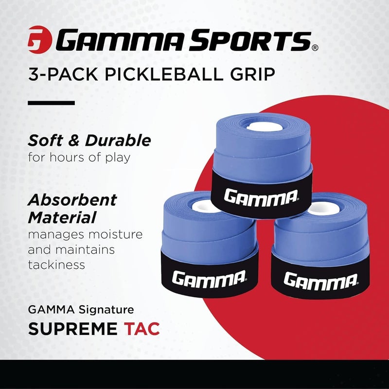 Gamma Supreme Overgrip - Blue 3 Pack for Tennis, Pickleball, Badminton, and More - Image 2