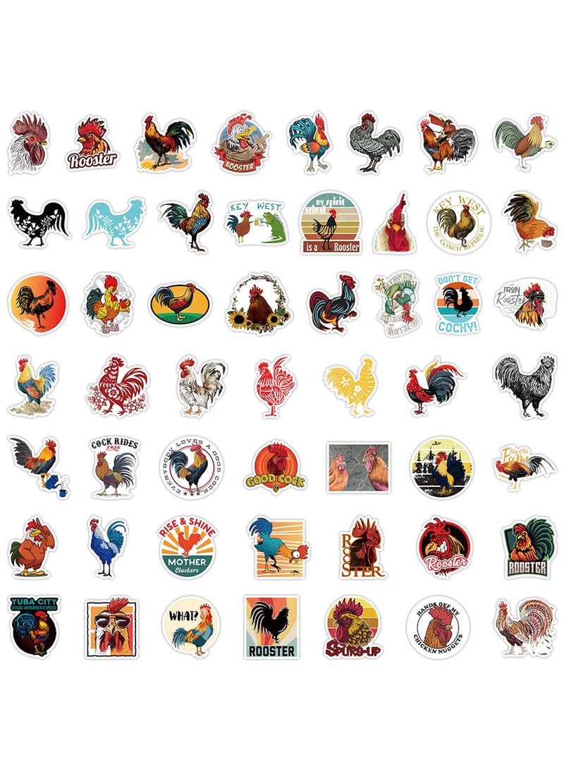 ORAINBOW 50PCS Chicken Stickers for Kids Teens Rooster Vinyl Waterproof Stickers and Decals for Water Bottle Laptop Skateboard Luggage Cars Bumper Phone Bike Decor - Image 4