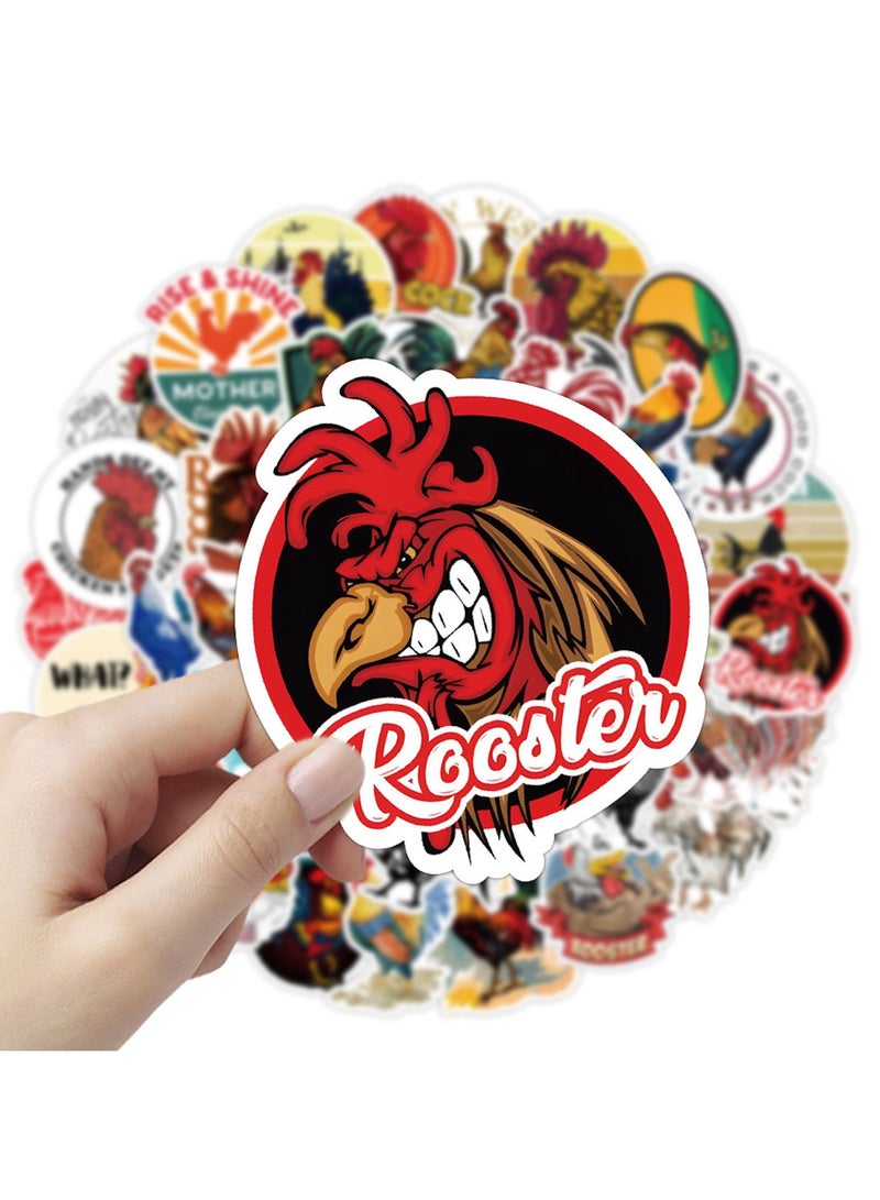 ORAINBOW 50PCS Chicken Stickers for Kids Teens Rooster Vinyl Waterproof Stickers and Decals for Water Bottle Laptop Skateboard Luggage Cars Bumper Phone Bike Decor - Image 2