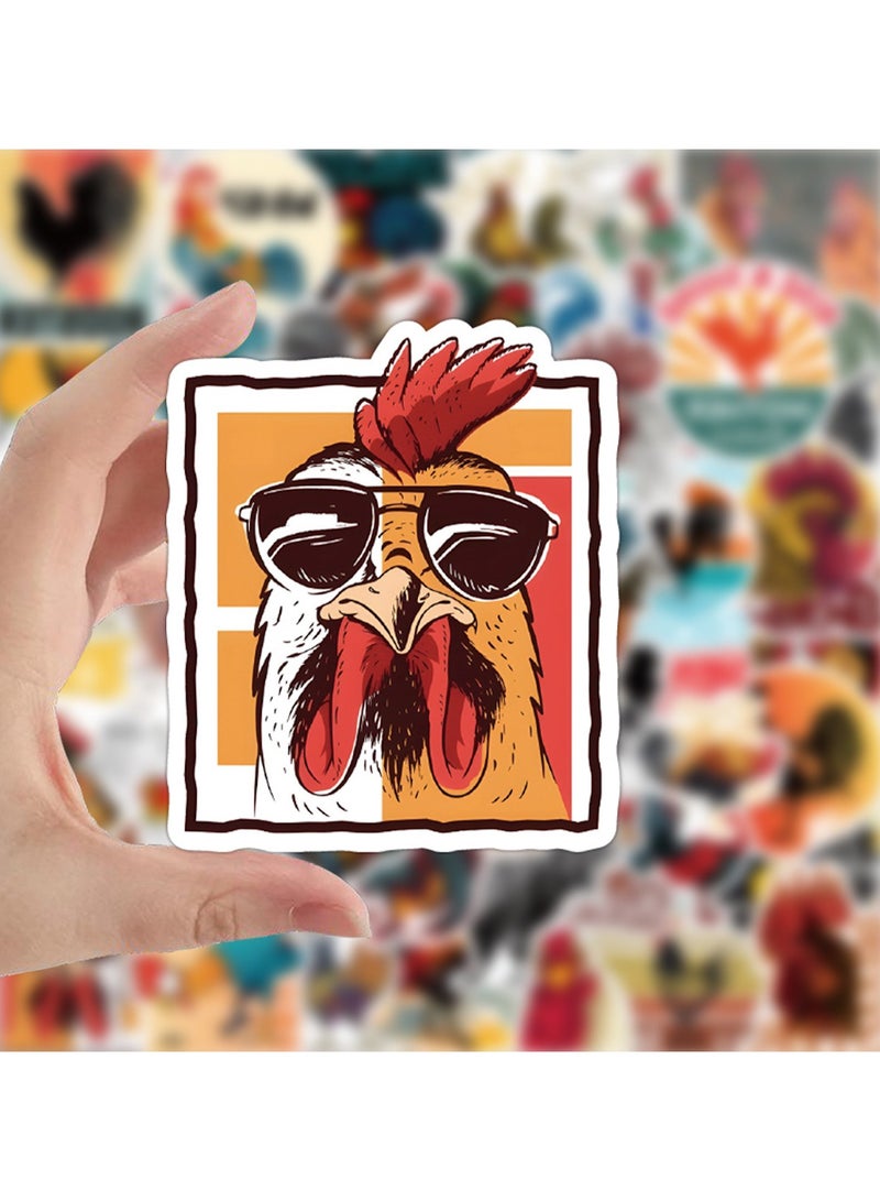 ORAINBOW 50PCS Chicken Stickers for Kids Teens Rooster Vinyl Waterproof Stickers and Decals for Water Bottle Laptop Skateboard Luggage Cars Bumper Phone Bike Decor - Image 3