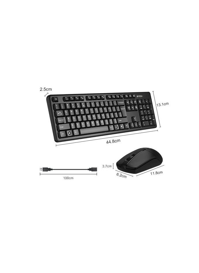 A4TECH WIRELESS KEYBOARD MOUSE COMBO 3330N SILENT, 10-15M WIFI RANGE, NANO USB RECEIVER, 2.4G Hz WIRELESS, SILENT TOUCH TECHNOLOGY, 12 FN HOTKEYS, 1200 DPI RESOLUTION AND SYMMETRIC DESIGN, BLACK  - Image 5