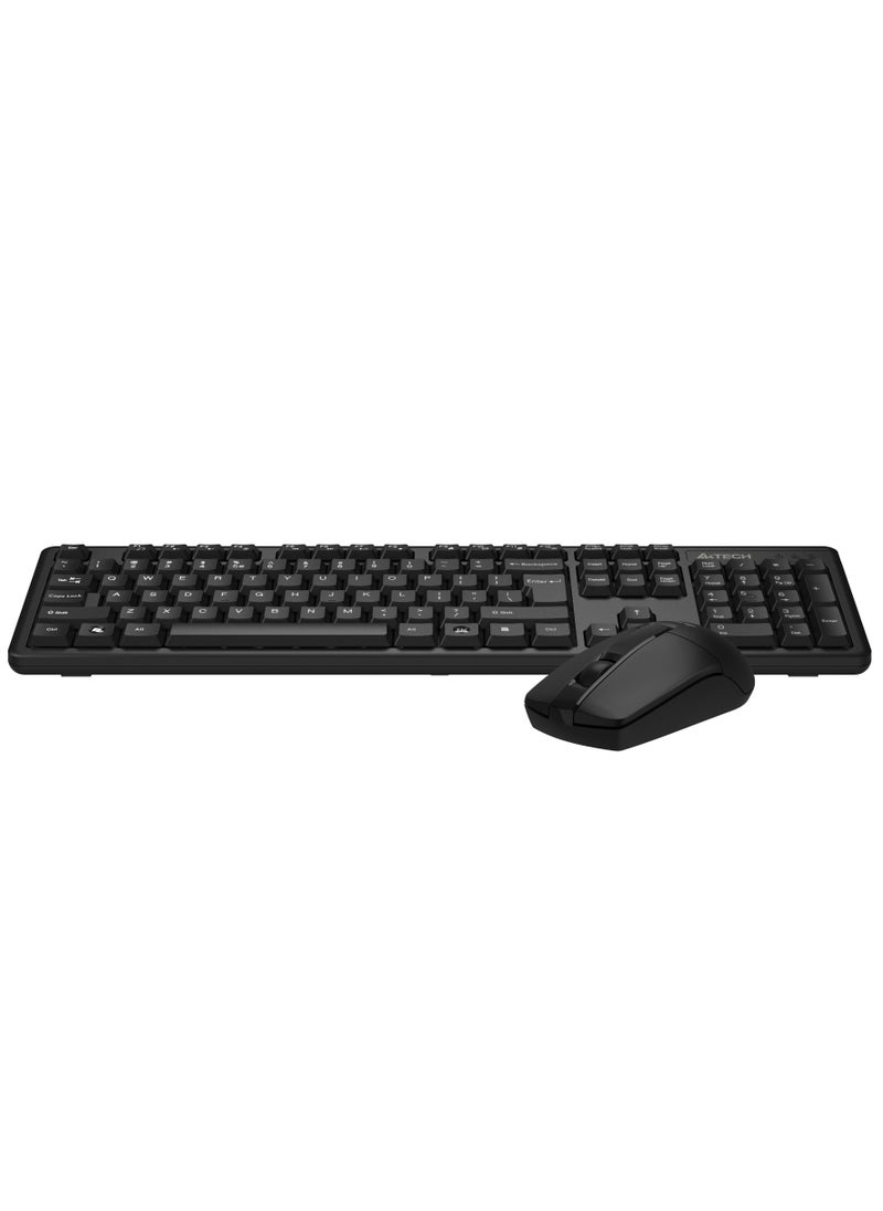 A4TECH WIRELESS KEYBOARD MOUSE COMBO 3330N SILENT, 10-15M WIFI RANGE, NANO USB RECEIVER, 2.4G Hz WIRELESS, SILENT TOUCH TECHNOLOGY, 12 FN HOTKEYS, 1200 DPI RESOLUTION AND SYMMETRIC DESIGN, BLACK  - Image 4