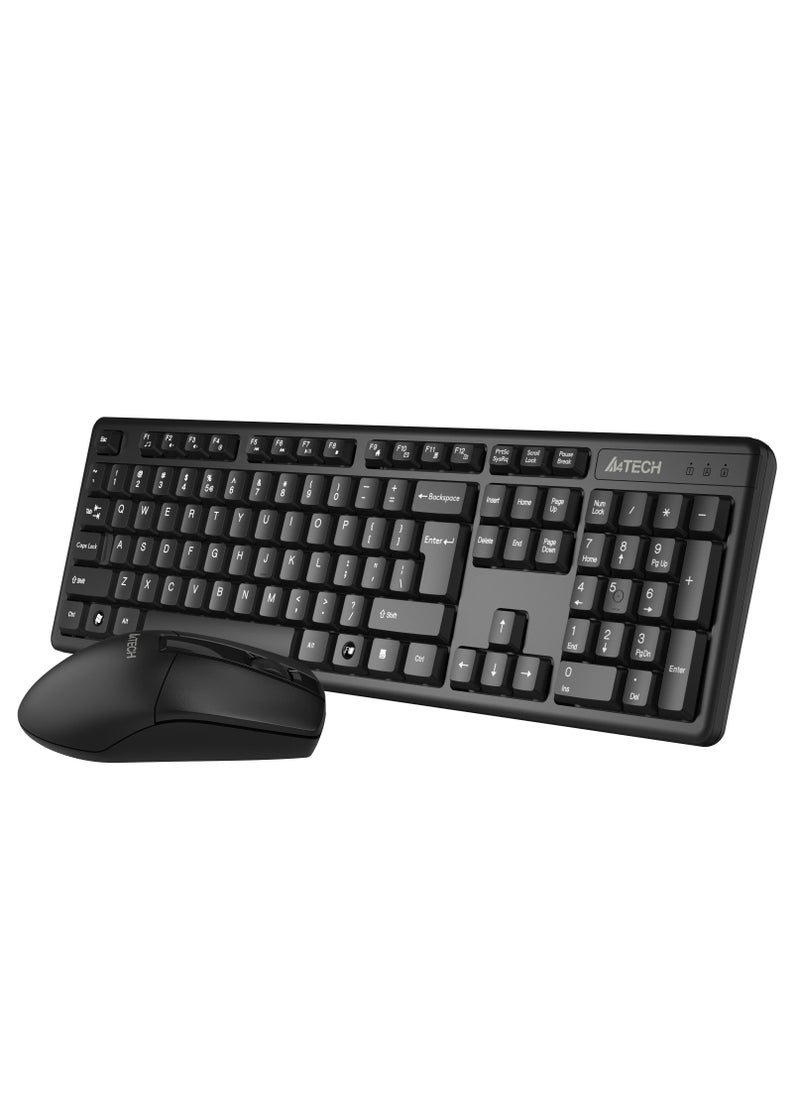 A4TECH WIRELESS KEYBOARD MOUSE COMBO 3330N SILENT, 10-15M WIFI RANGE, NANO USB RECEIVER, 2.4G Hz WIRELESS, SILENT TOUCH TECHNOLOGY, 12 FN HOTKEYS, 1200 DPI RESOLUTION AND SYMMETRIC DESIGN, BLACK  - Image 3