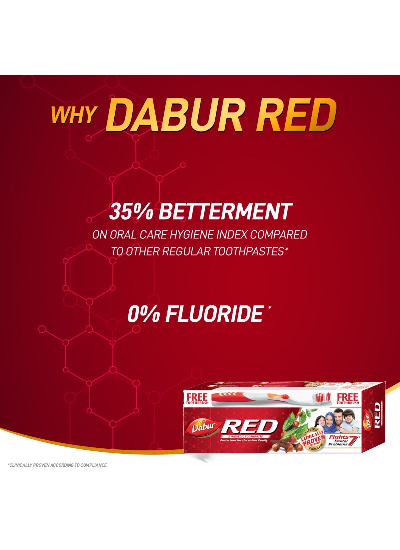 Dabur Red Toothpaste With Free Brush - Image 4