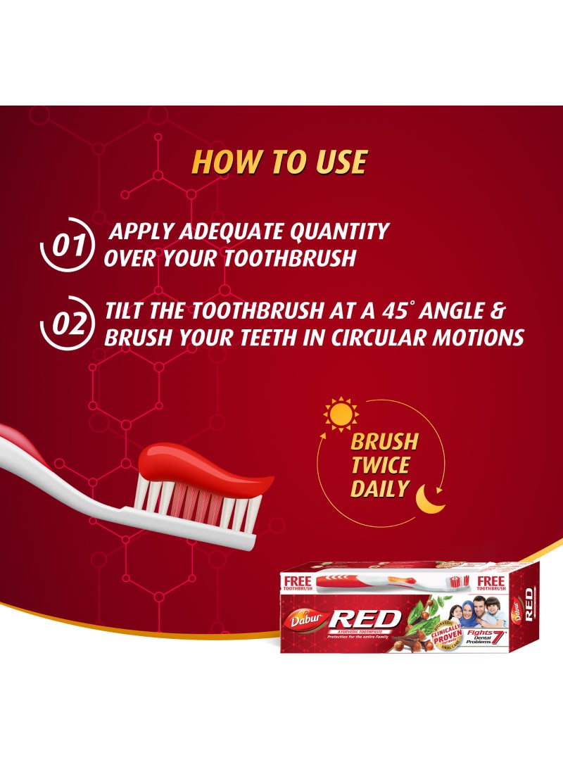 Dabur Red Toothpaste With Free Brush - Image 5