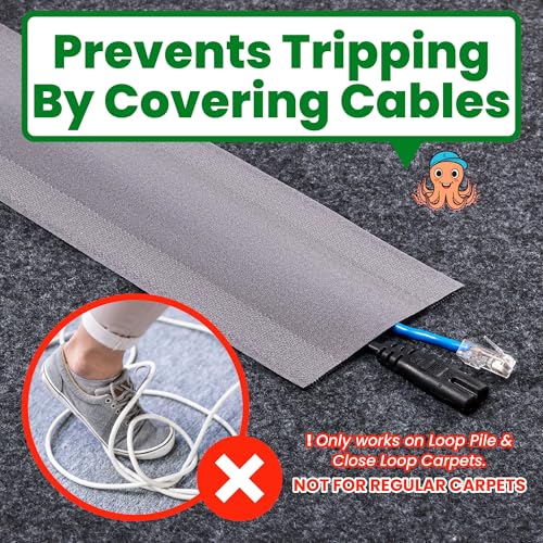 ECOHomes Carpet Cord Cover Grey 4 Inch x 10 FT Cord Covers for Carpet to Hide Floor Cables and Electric Wires Low Profile Cord Hider for Extension Cords and Cable Management in Home and Office - Image 3