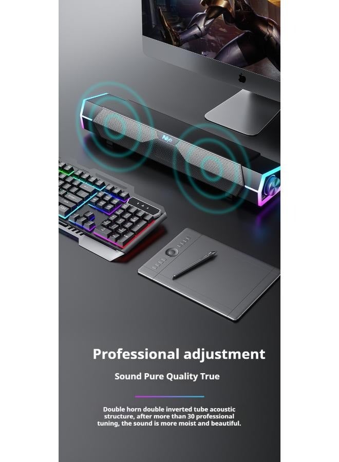 Computer speaker, Desktop Soundbar, USB Powered w/ Bluetooth (Black) - Image 2