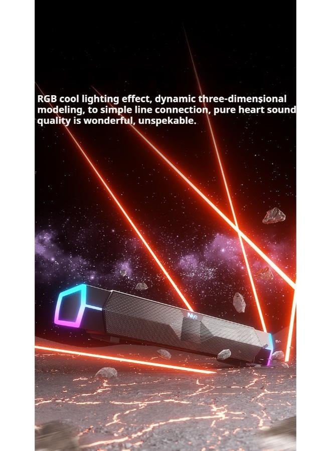 Computer speaker, Desktop Soundbar, USB Powered w/ Bluetooth (Black) - Image 4