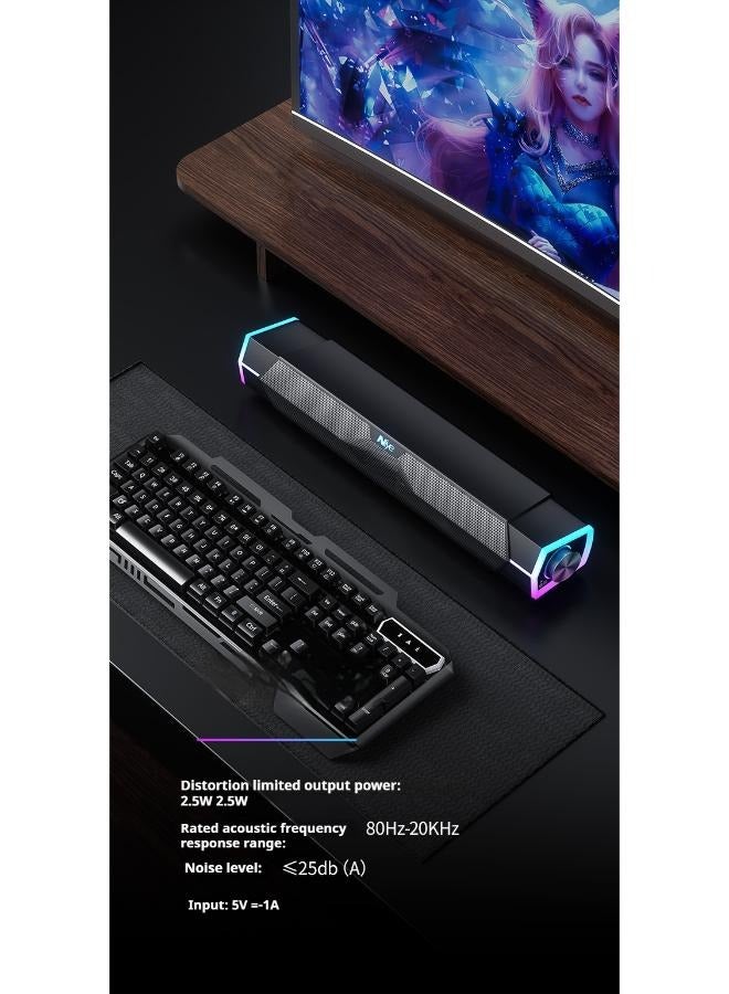 Computer speaker, Desktop Soundbar, USB Powered w/ Bluetooth (Black) - Image 5