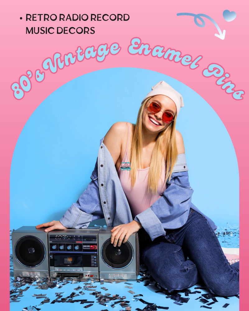 RANERVZ 20pcs Creative Retro Pins Bulk with Storage Bag 80s Vintage Decorative Brooch Accessories Disco Music Enamel Pins for Backpack Hat Jackets Christmas Birthday Gifts for Women Back to 80s Disco Music Party Favors - Image 2