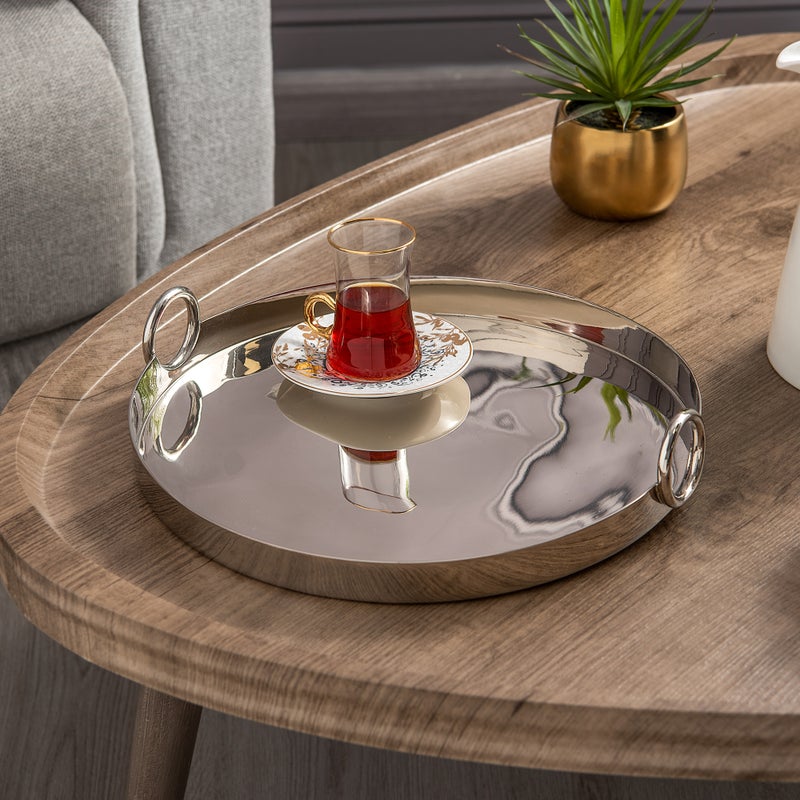 Dallaty round serving tray plain nickel 36*36*6.5 cm - Image 1