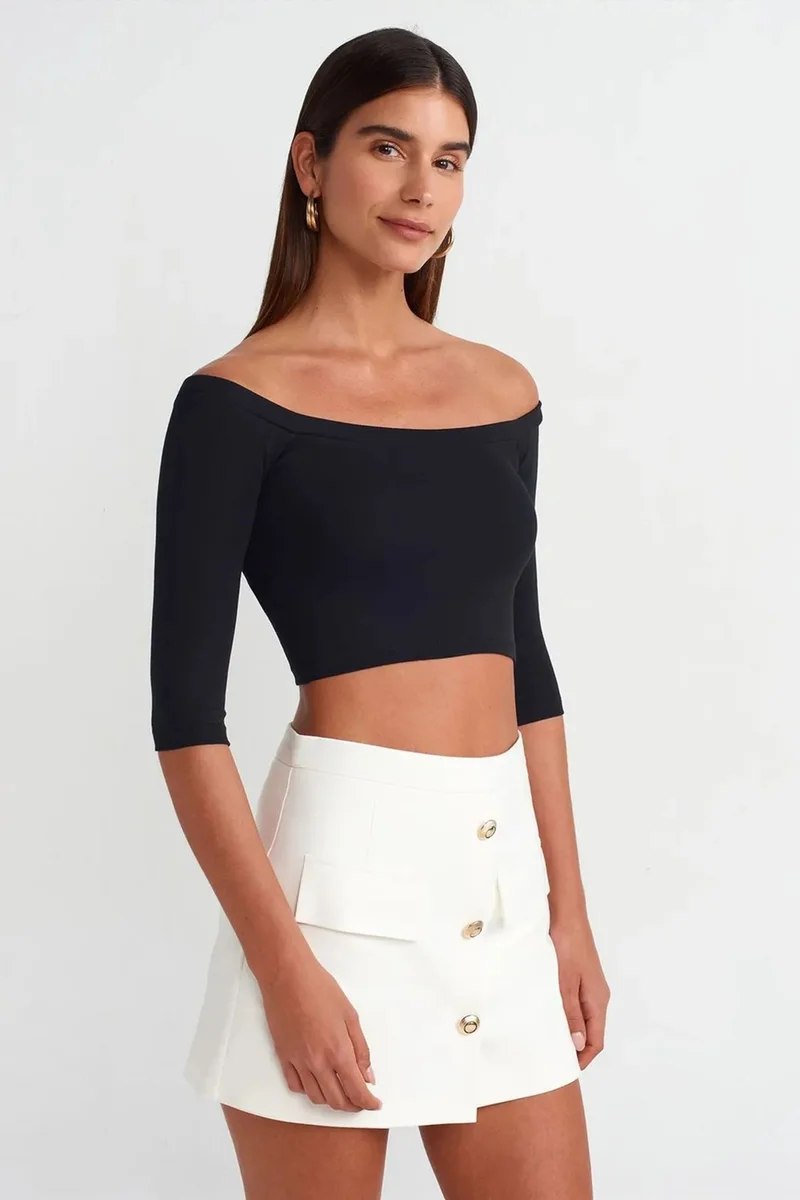 DILVIN Women’s Off-shoulder Crop Blouse