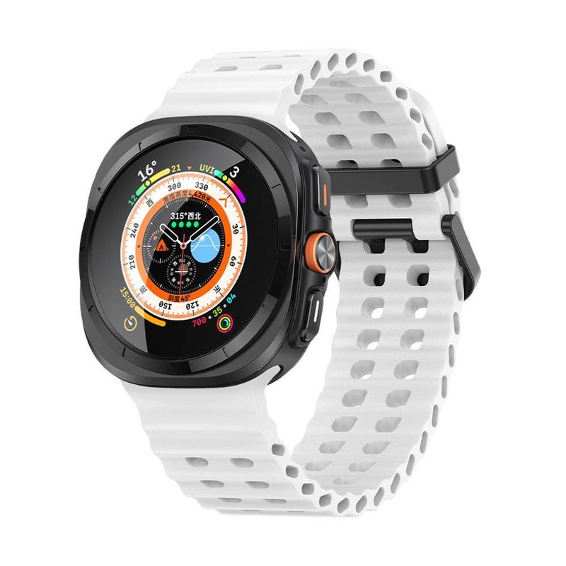 سوار ساعة ذكية رياضي من السيليكون متوافق مع Samsung Galaxy Watch 7 بملاءمة قابلة للتعديل وحزام ناعم للاستبدال اليومي باللون Starlight قابل للتعديل - Image 3
