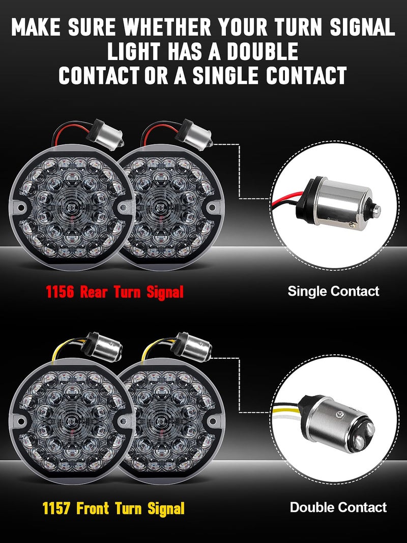 AUDEXEN 3-1/4 Inch Front Led Turn Signal Flat Smoke Lens 1157 Base Amber Lamp Compatible with Harley Motorcycle Road Glide Road King Softail Ultra Classic Ultra Limited Electra Glide - Image 4
