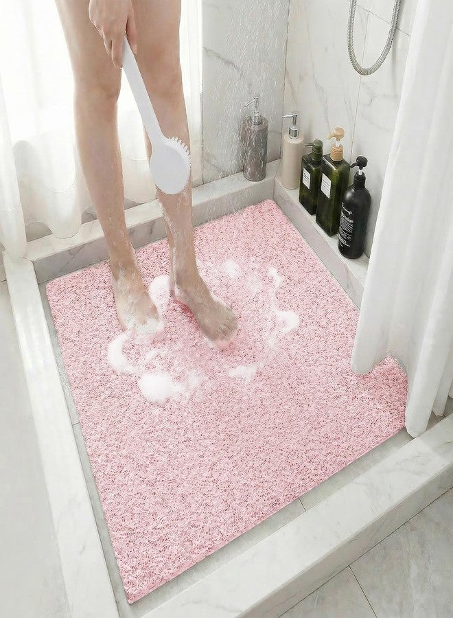 BLESWIN Square Shower Mat Non Slip, 24 x 24 Inch PVC Loofah Bath Mat for Wet Area, Soft Comfortable Bath Mats for Bathroom, Foot Scrubber Anti Slip Shower Mats, Quick Drying - Image 1
