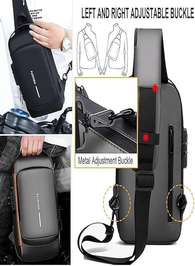 Madiyo PU Leather Bag, Anti-Theft Sling Backpack with USB Charging Port, Single Shoulder, Crossbody Chest Bag for Men, Women, Waterproof, Travel for Hiking, Cycling, Travel - Image 4