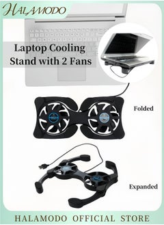 HALAMODO Laptop Cooling Stand with 2 Fans Gaming Cooler Pad Powerful Rapid Action Laptop Cooler Portable Ventilador Para Laptop Ultra Slim Notebook Radiator  - Image 1
