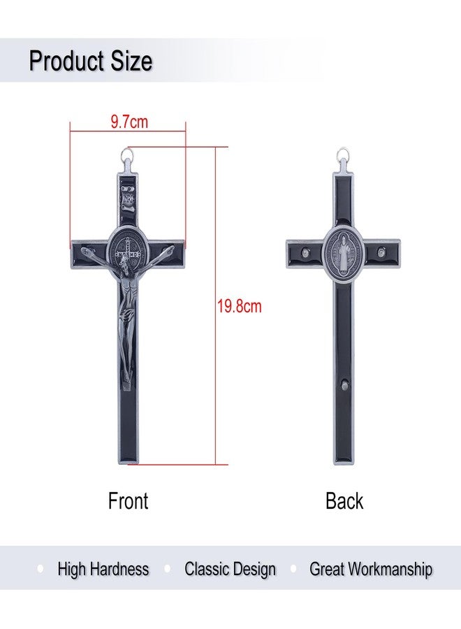 KOMI Metal Crucifix Wall Cross, Catholic Crosses with Black Enamel - 7.5 Inch Crucifix for Wall, Jesus Christian Wall Hanging Cross for Home Decor - Image 5