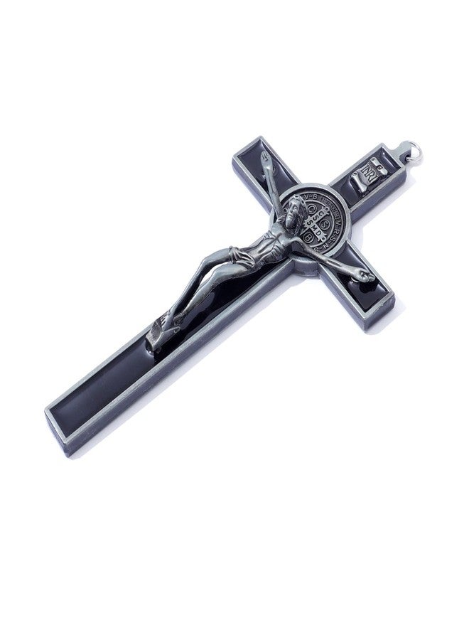 KOMI Metal Crucifix Wall Cross, Catholic Crosses with Black Enamel - 7.5 Inch Crucifix for Wall, Jesus Christian Wall Hanging Cross for Home Decor - Image 3