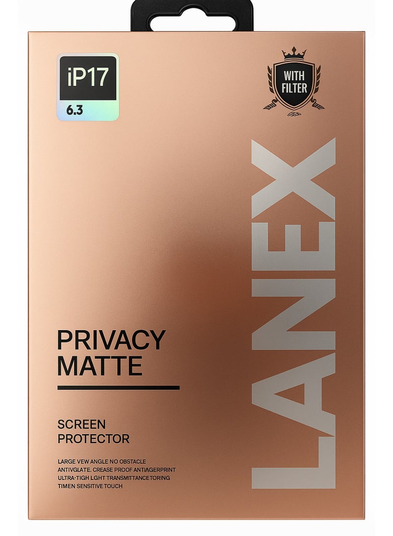 LANEX Privacy Matte Screen Protector for iPhone 17 (6.3") – Anti-Spy, Matte Finish & Anti-Fingerprint - Image 2