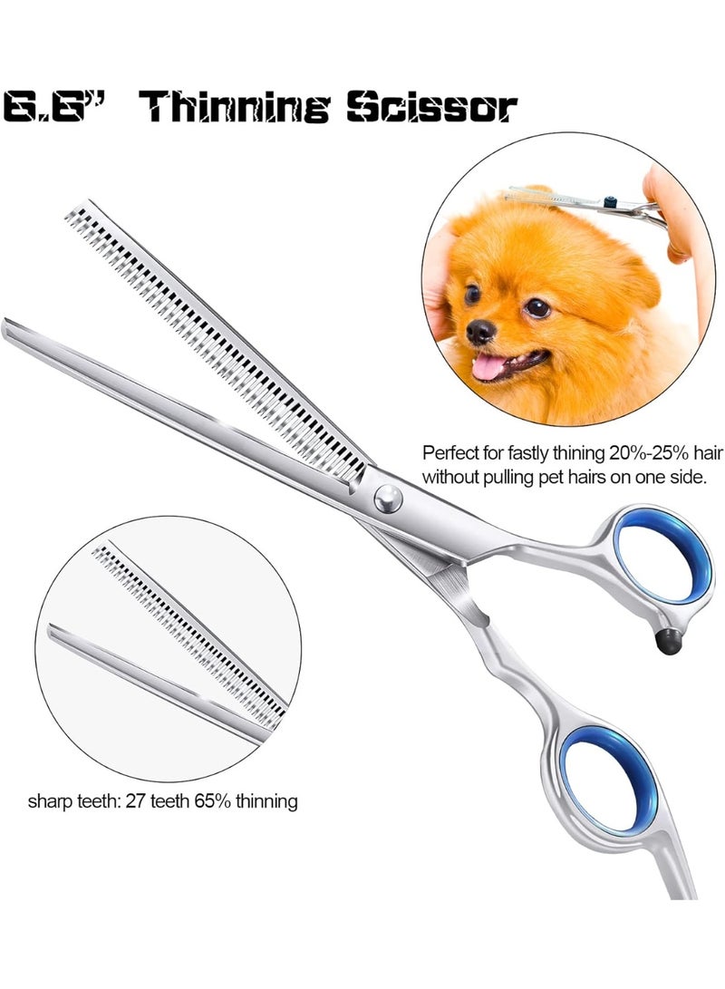 مقصات تنظيف الكلاب ذات أطراف مستديرة آمنة، مقص 5 في 1 لتنظيف الكلاب، مجموعة مقصات منحنية محترفة لتنظيف الحيوانات الأليفة للكلاب والقطط - Image 4