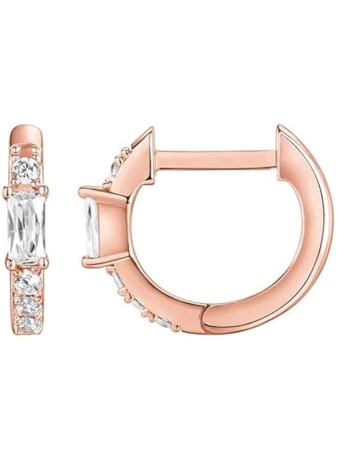 PAVOI 14K Gold Plated 925 Sterling Silver Post Cubic Zirconia Huggie Earrings | Small Gold Hoop Earrings for Women | CZ Stud Cuff Earring - Image 1