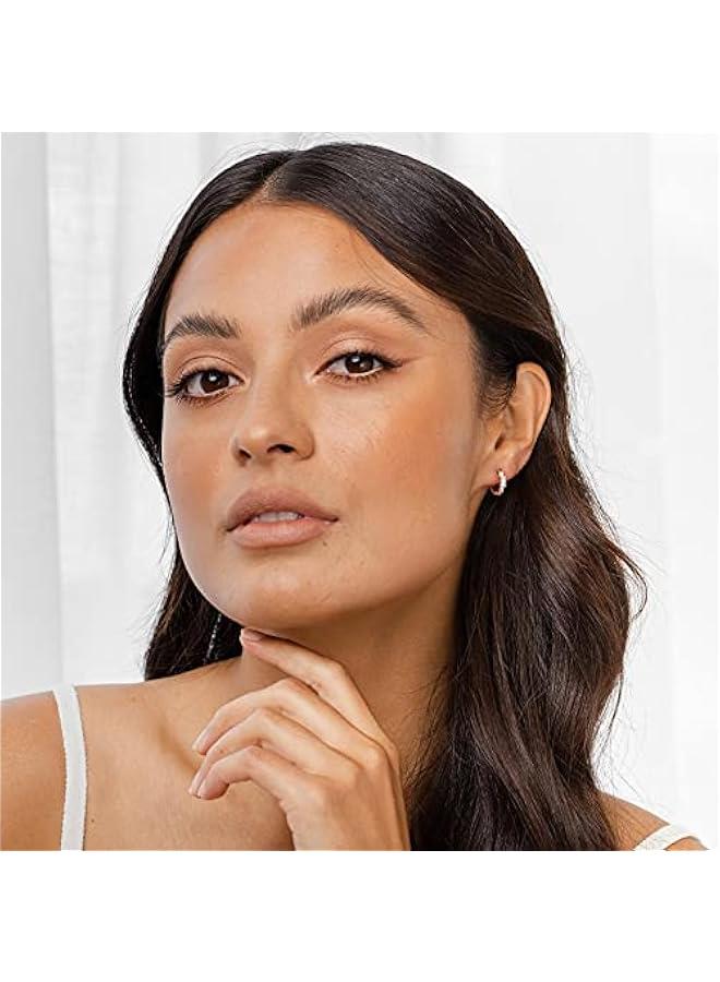 PAVOI 14K Gold Plated 925 Sterling Silver Post Cubic Zirconia Huggie Earrings | Small Gold Hoop Earrings for Women | CZ Stud Cuff Earring - Image 2