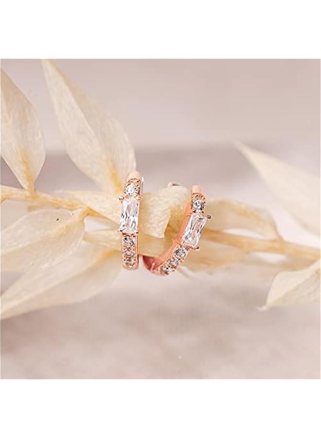 PAVOI 14K Gold Plated 925 Sterling Silver Post Cubic Zirconia Huggie Earrings | Small Gold Hoop Earrings for Women | CZ Stud Cuff Earring - Image 4