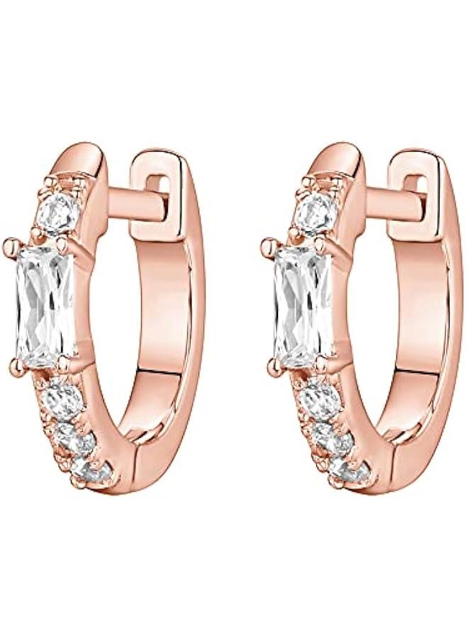 PAVOI 14K Gold Plated 925 Sterling Silver Post Cubic Zirconia Huggie Earrings | Small Gold Hoop Earrings for Women | CZ Stud Cuff Earring - Image 3