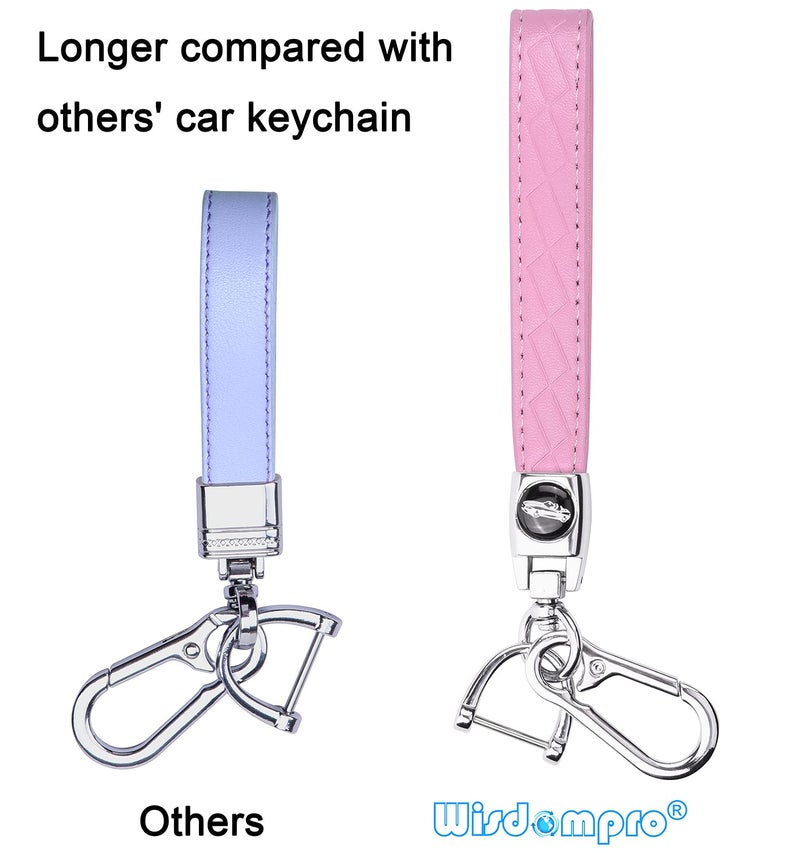 Wisdompro Microfiber Leather Car Keychain, Universal Key Fob Keychain Leather Key Chain Holder with 3 Keyrings and 1 Screwdriver for Men and Women - Pink - Image 5