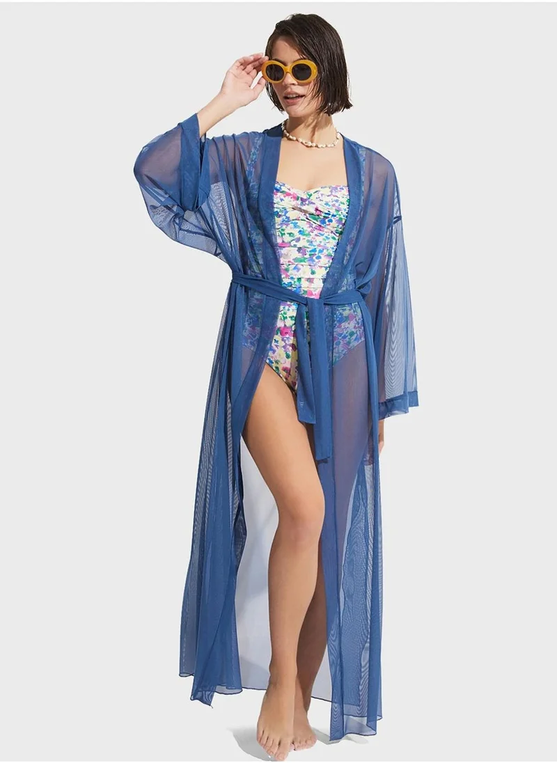 JUNE Mesh Longline Kimono