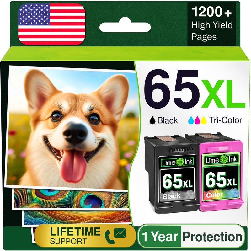 Limeink Remanufactured Ink Cartridge Replacement for HP 65 Ink cartridges Black/Color Combo Pack for HP Envy 5055 cartridges for deskjet 3755 for HP65 Cartridges 65XL XL b,c - Image 1