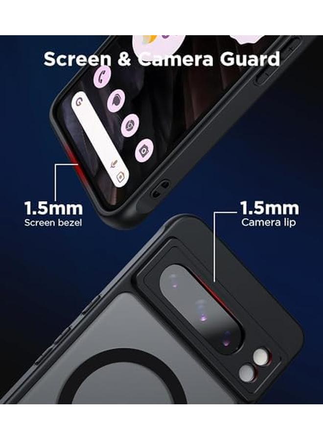 إيروريكس جراب مغناطيسي لهاتف Google Pixel 8 Pro متوافق مع جراب Magsafe المقاوم للصدمات مع ظهر صلب شفاف غير لامع رفيع وغطاء أسود ناعم مقاوم للصدمات أسود - Image 5