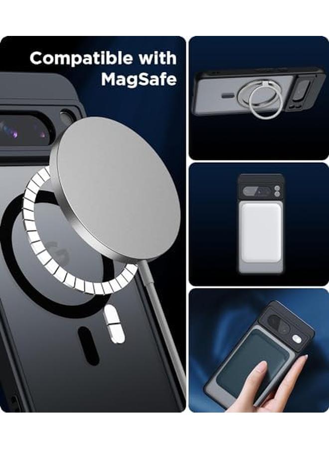 إيروريكس جراب مغناطيسي لهاتف Google Pixel 8 Pro متوافق مع جراب Magsafe المقاوم للصدمات مع ظهر صلب شفاف غير لامع رفيع وغطاء أسود ناعم مقاوم للصدمات أسود - Image 2