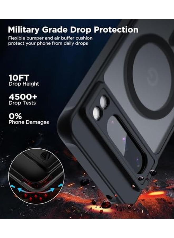 إيروريكس جراب مغناطيسي لهاتف Google Pixel 8 Pro متوافق مع جراب Magsafe المقاوم للصدمات مع ظهر صلب شفاف غير لامع رفيع وغطاء أسود ناعم مقاوم للصدمات أسود - Image 4