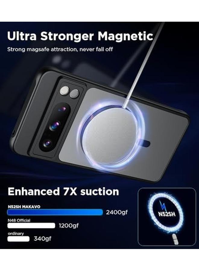 إيروريكس جراب مغناطيسي لهاتف Google Pixel 8 Pro متوافق مع جراب Magsafe المقاوم للصدمات مع ظهر صلب شفاف غير لامع رفيع وغطاء أسود ناعم مقاوم للصدمات أسود - Image 3