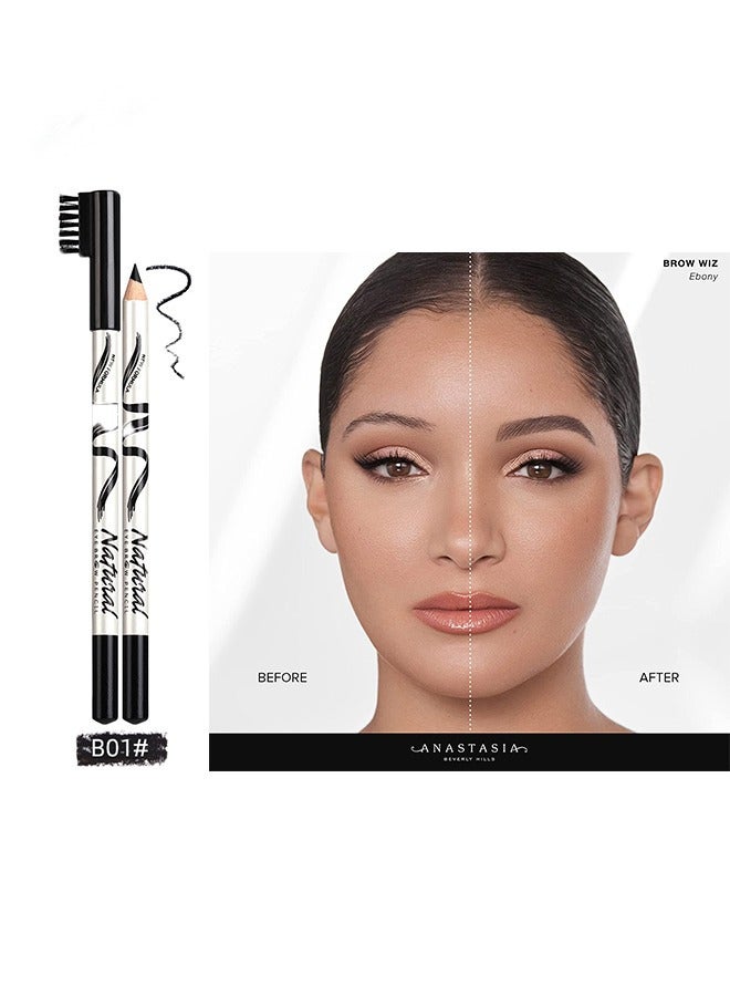 ميناو 2 حزم أقلام الحواجب مع فرشاة ناعمة 2-في 1 قلم رصاص مقاوم للعرق مقاوم للماء طويل الأمد وفرشاة الحاجب وملء أداة مكياج قلم رصاص (أسود) - Image 4