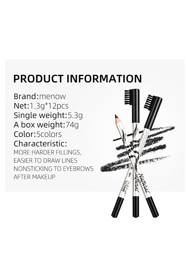 ميناو 2 حزم أقلام الحواجب مع فرشاة ناعمة 2-في 1 قلم رصاص مقاوم للعرق مقاوم للماء طويل الأمد وفرشاة الحاجب وملء أداة مكياج قلم رصاص (أسود) - Image 5